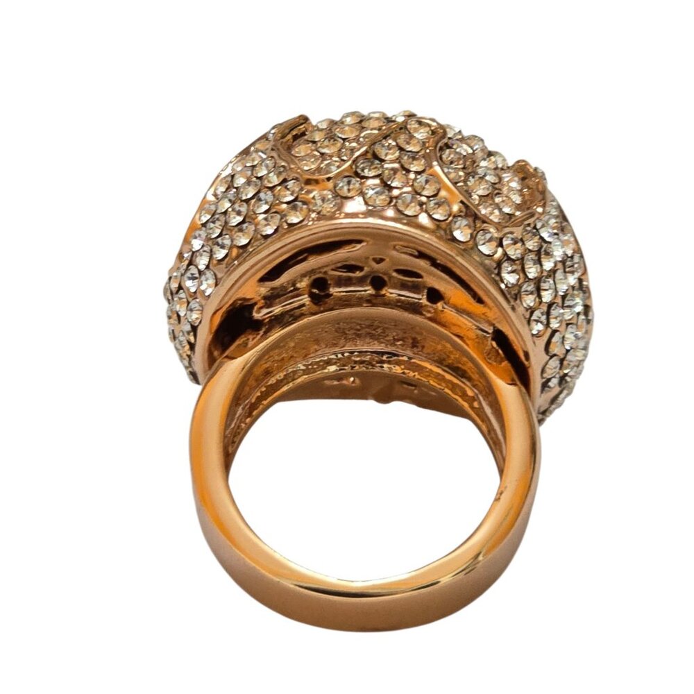 Huge Blingy Pink Gold Tone Cocktail Ring Size 8 (A9058) - Picture 4 of 6